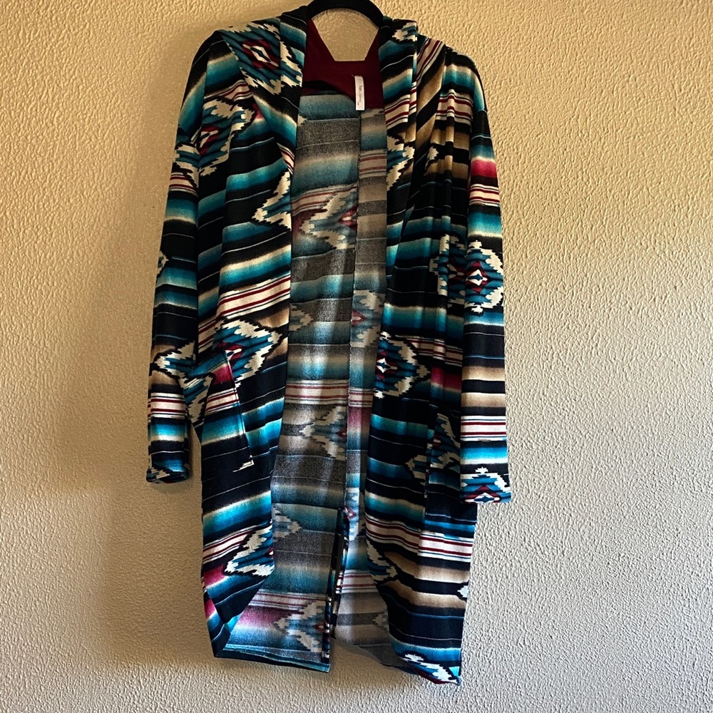 Vibrant Striped Hooded Cardigan